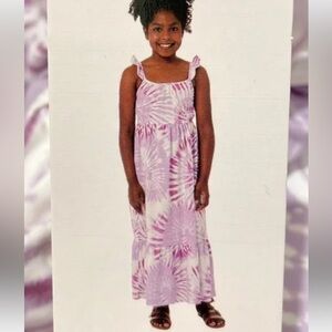32COOL Tie-Dye Batik Maxi Dress Girls M (10-12) w MEASUREMENTS Purple & White